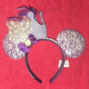Disney Ears. Purple And White With Silver Glitter